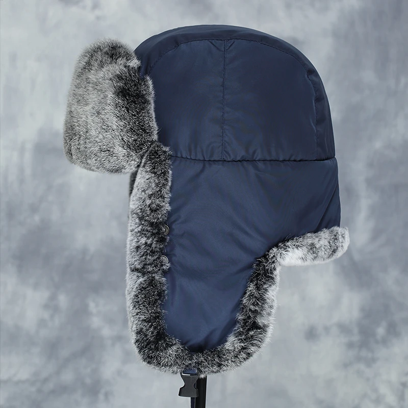 Lantafe Men Hat Winter Fur Lei Feng Cap Russian With Rabbit Mask Hats Earmuffs Riding Keep Warm Bomber | Аксессуары для одежды