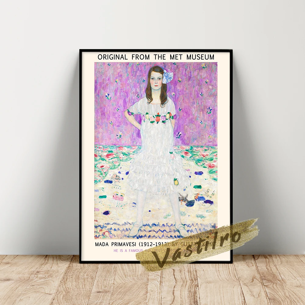 

Gustav Klimt Museum Exhibition Poster, Klimt Mada Primavesi Oil Painting, Symbolism Wall Art, Gustav Girl Portrait Wall Picture