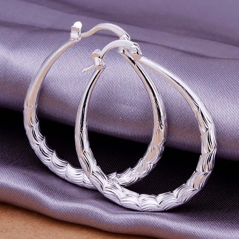 

Simple Women Hoop Earrings Classic Charm Round Circle Earring Fashion Silver Color Earring Jewelry Anniversary Party Gift D5E026