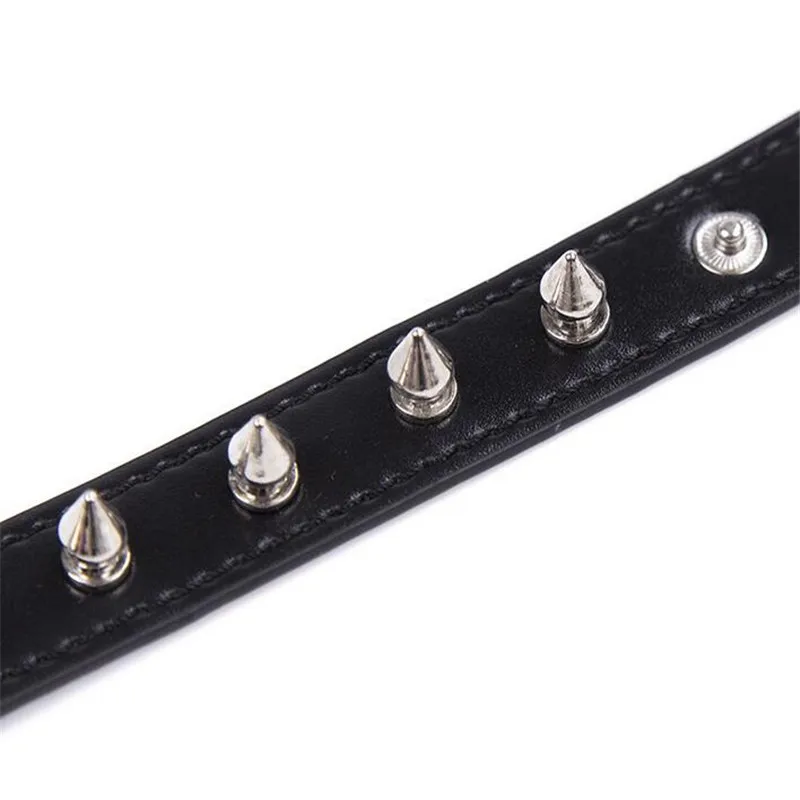 Новинка Черное Кожаное ошейник с заклепками соблазнительный поводок для БДСМ