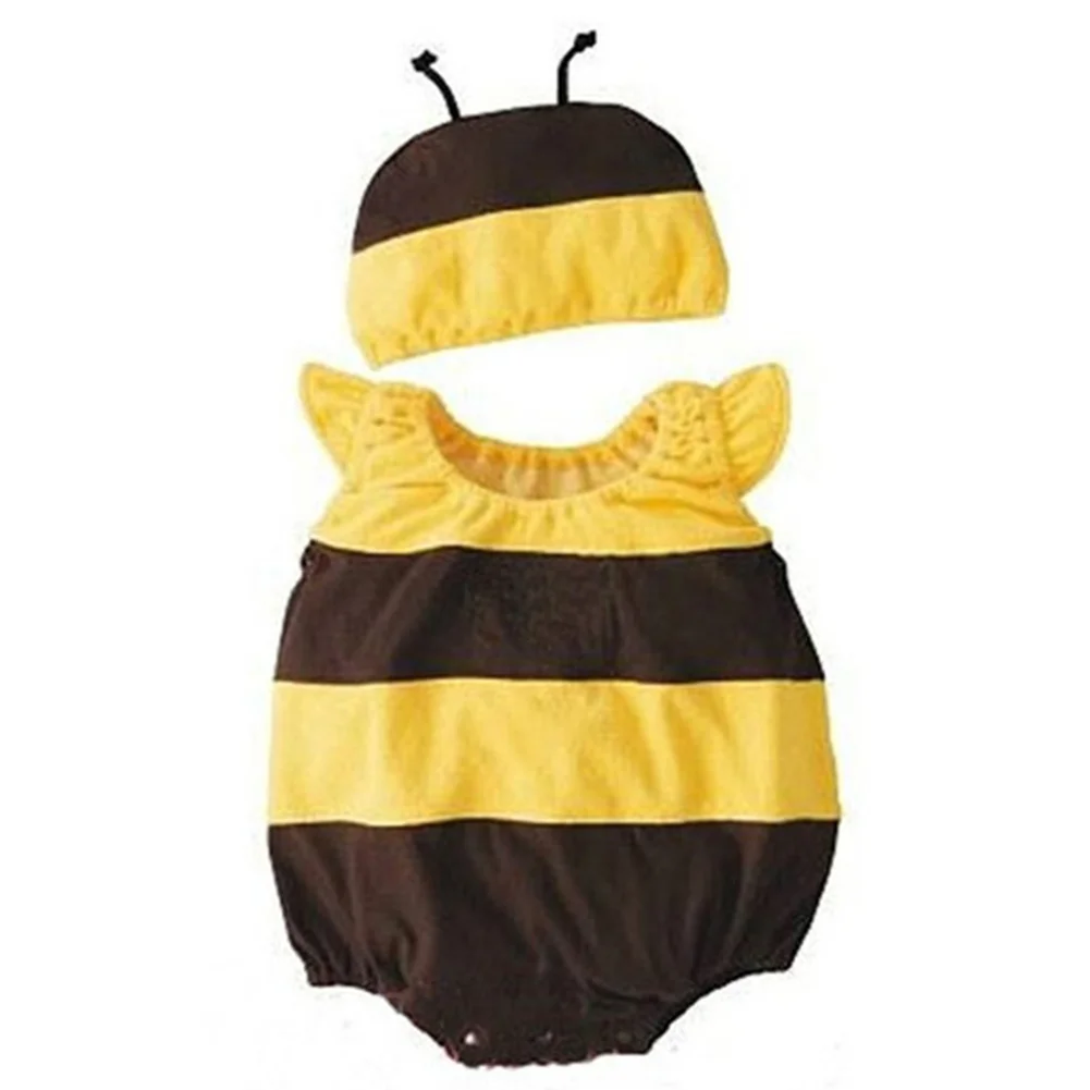 

Summer Infant Baby Sleeveless Triangle Romper Lovely Little Bee Costume Boys Girls Ruffled Sleeve Outfit with Hat