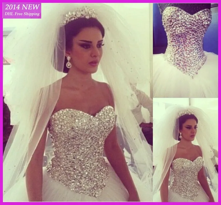 Купи ES-89 Real Photo Sexy Corset Wedding Gowns Sweetheart With Crystal Beaded Open Back Tulle Wedding Dresses White Custom Made за 9,420 рублей в магазине AliExpress