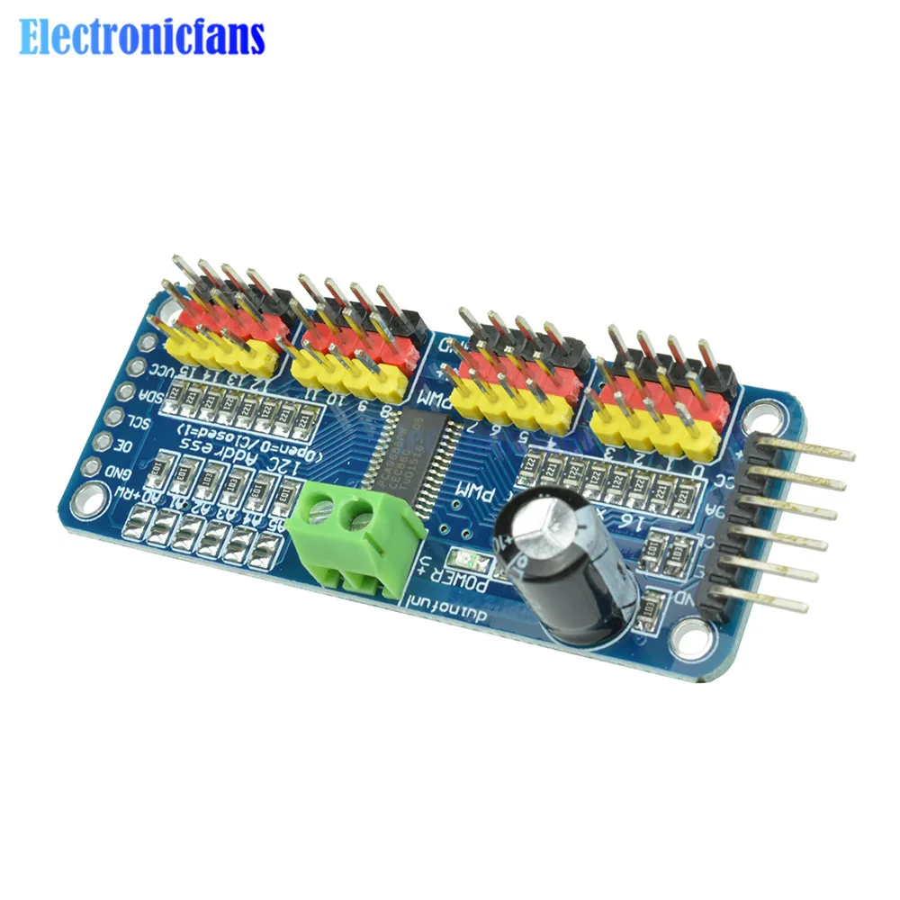 PCA9685 плата драйвера 16-канальный 12-разрядный PWM драйвер серводвигателя I2C
