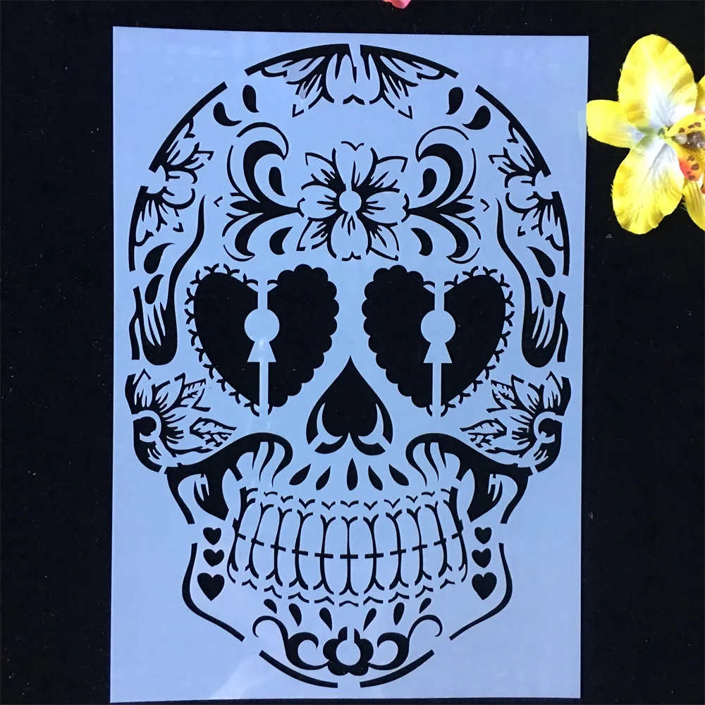 

1 шт. A4 29*21 см череп, Сердце Глаза DIY трафареты раскраска для скрапбукинга тиснильный альбом декоративный шаблон