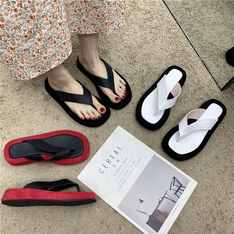 

Сандалии Ginza женские на платформе, пляжные шлепанцы, квадратный каблук, разные цвета, Уличная обувь, брендовые дизайнерские босоножки