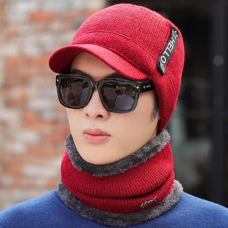 Зимние шапки Скалли Beanies шапка для мужчин и женщин шерстяная вязаная теплая плюшевая шапочки с шарфами Балаклава маска Knitted шапка вязаная зимняя Лыжная шапка