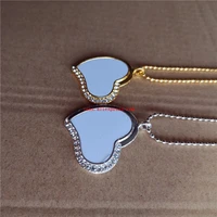 sublimation blank peach heart necklaces pendants with drill necklace pendant hot tranfer printing consumable 15pcslot