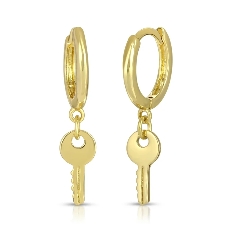 

ROMAD Personalized Key Pendientes Hoop Earrings For Women Girl Punk INS Glossy Pierced Earings Silver 925 Jewelry Gift kolczyki