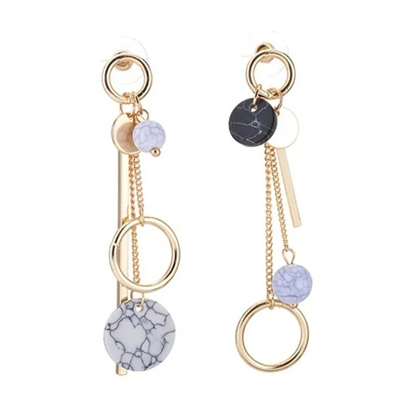 

New Korean Asymmetric Dangle Drop Earrings For Women Female Geometric Metal Acrylic Gold Earrings 2021 Trendy Fashion Jewelry