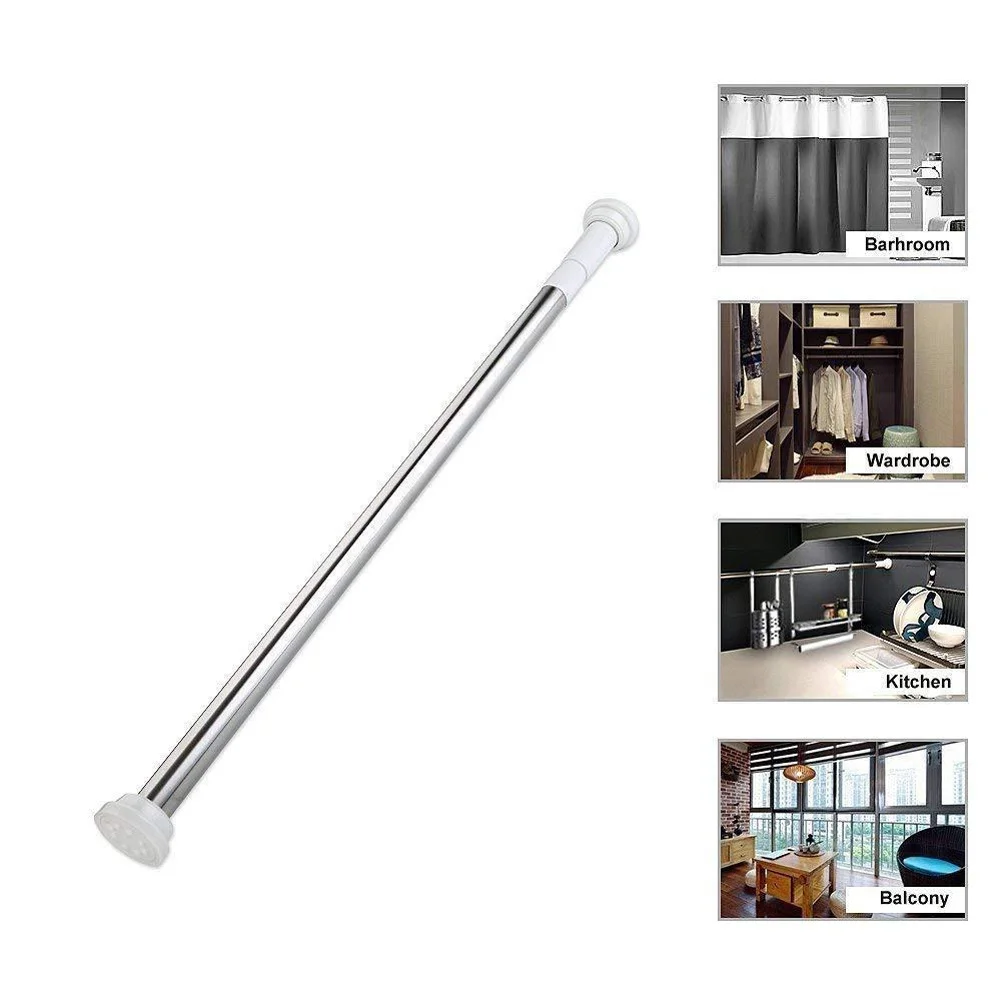 

Tension Rod Curtain Shower Adjustable Rod Spring Tension Easy Installation lpfk Shower Curtain Poles Bathroom Products Household