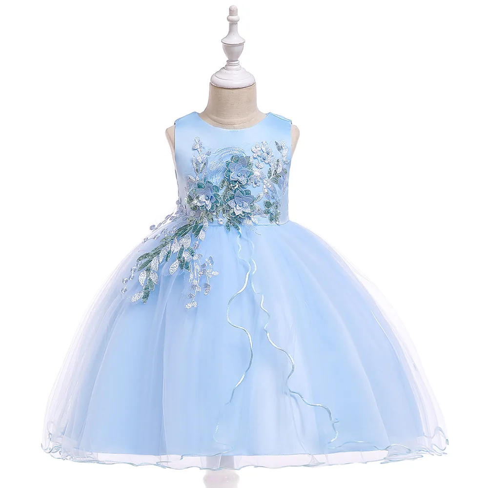 

2020 new flower girl dress 3D Decal princess dress flower pin Bead Wedding Dress New Year dress