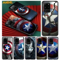 avengers shield marvel for samsung s20 fe ultra plus a91 a81 a71 a51 a41 a31 a21 a11 a72 a52 a42 a22 soft black phone case