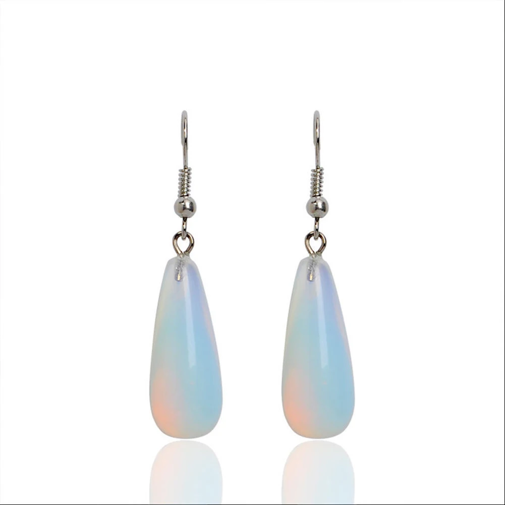 

Natural Stone Earrings Reiki Gem Stone Beads Dangle Hook Drop Earring Vintage Polygon Blue for Female Jewelry Gift