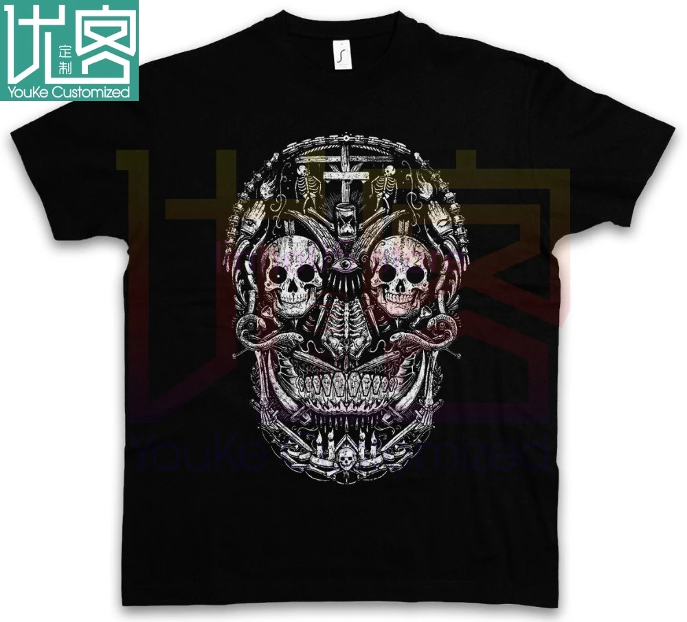 Футболка мужская повседневная с простым принтом 2019 хлопок Мексиканский череп