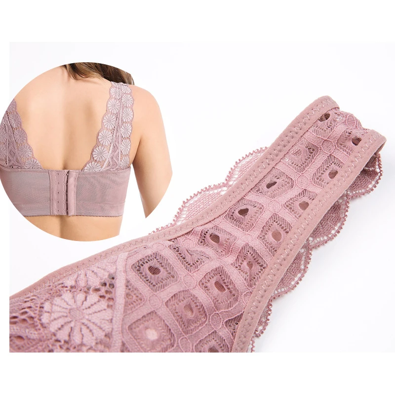 

Women Front Chest Cross Design Beautiful Back Gather Underwear Female Cute Back Sexy Plus Size No Underwire Chest Bra Underwear