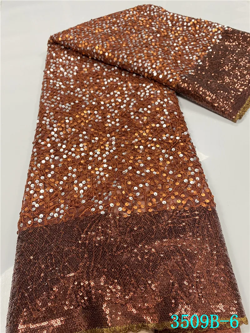 

NIAI Latest Sequin Lace Fabric African Lace Fabric 2020 High Quality Lace Sequins Nigerian Lace Fabrics XY3509B-4