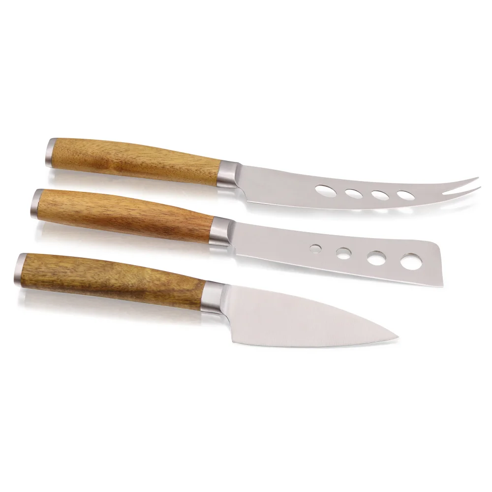 Набор из 3 ножей для сыра и нержавеющей стали с деревянной ручкой|Обеденные ножи| |
