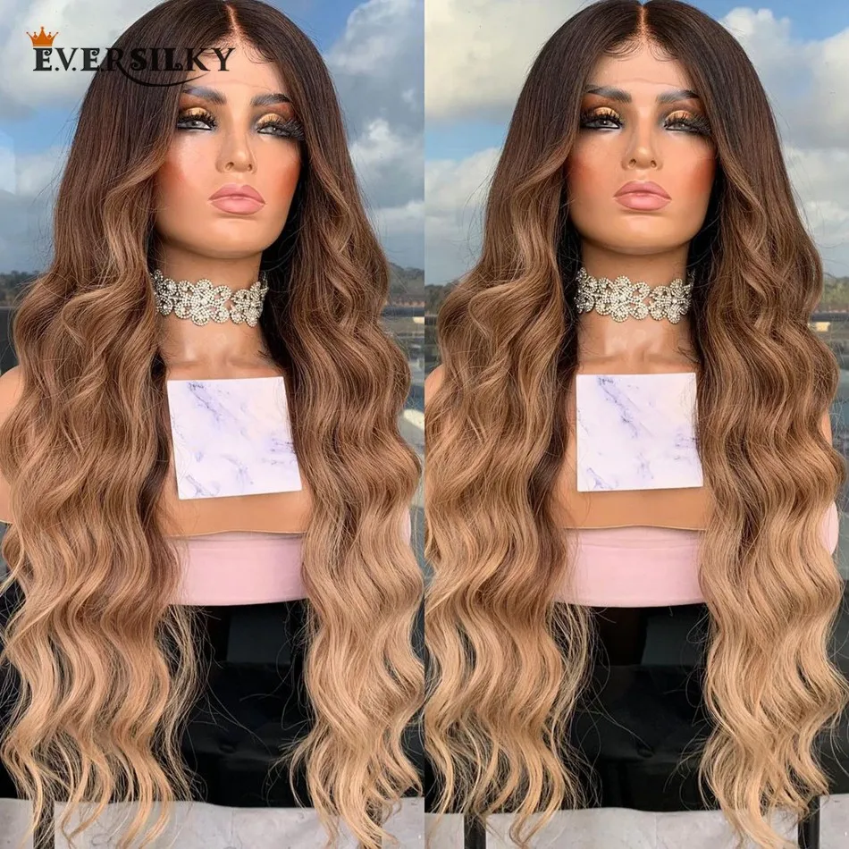 

#2/6/27 Ombre Body Wave Peruvian Human Hair Wigs for Black Women 200 Density Pre Plucked Baby Hair 13x6 Lace Front Remy Hair Wig