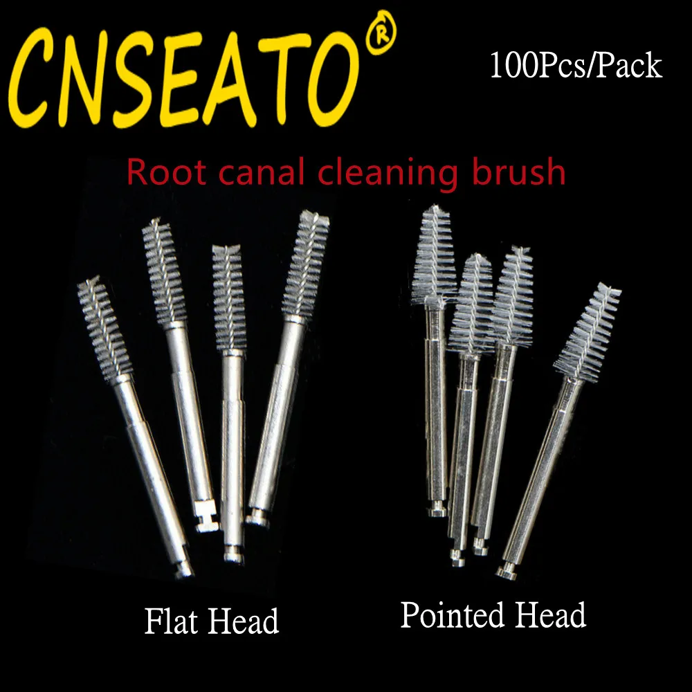 

100Pcs Dental Lab Root Canal Cleaning Brush Interdental Dentistry Lab Tool Saliva Ejector Suction Tube Brushes Pointed Flat Head