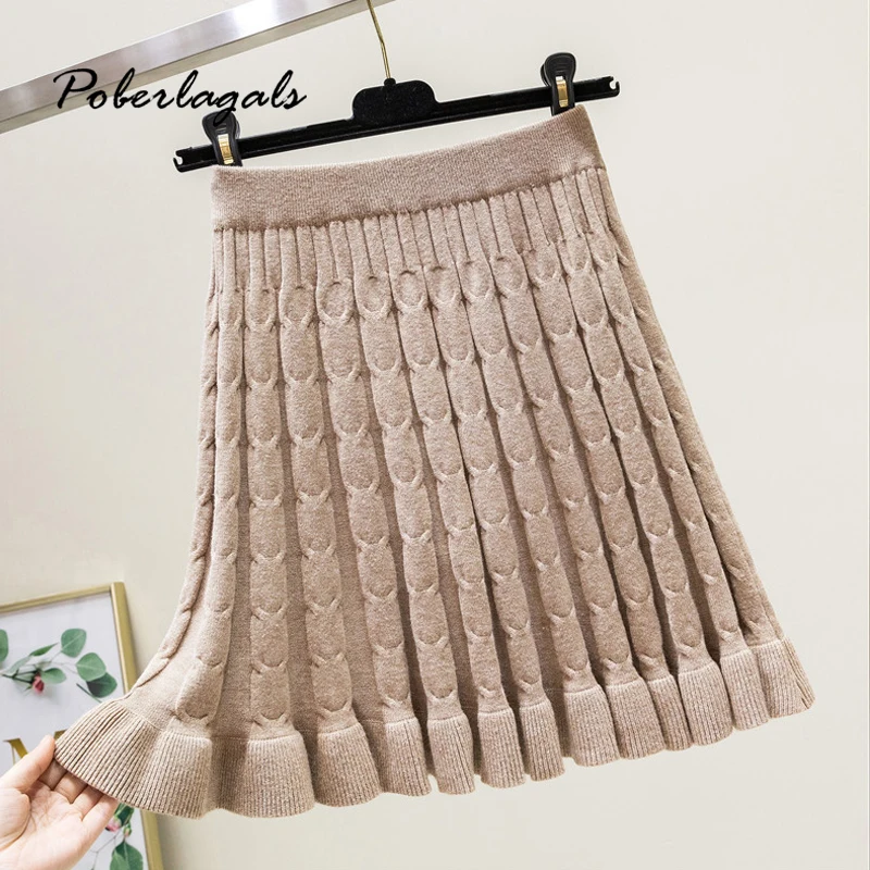 Женская трикотажная плиссированная юбка пачка в Корейском стиле с высокой