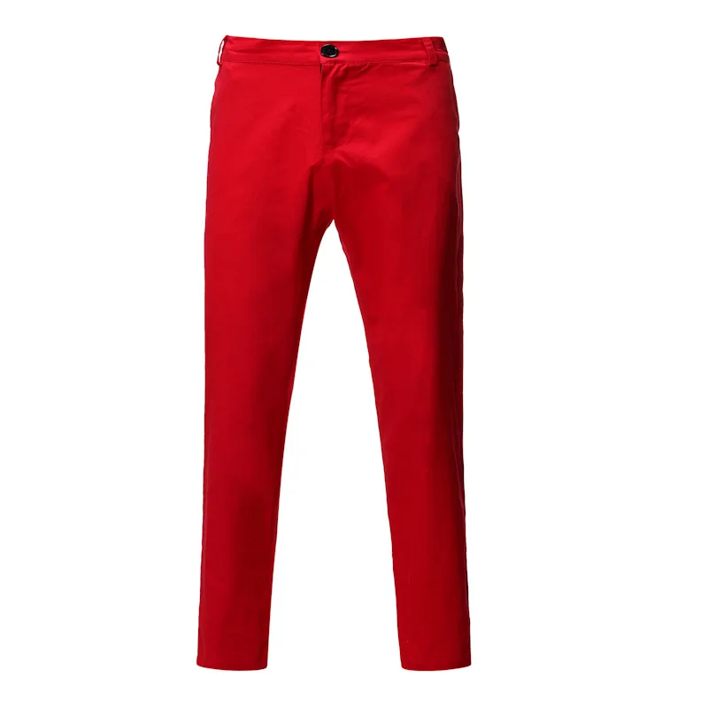 

2021 European and American men's fashion casual slim solid color trousers 1590
