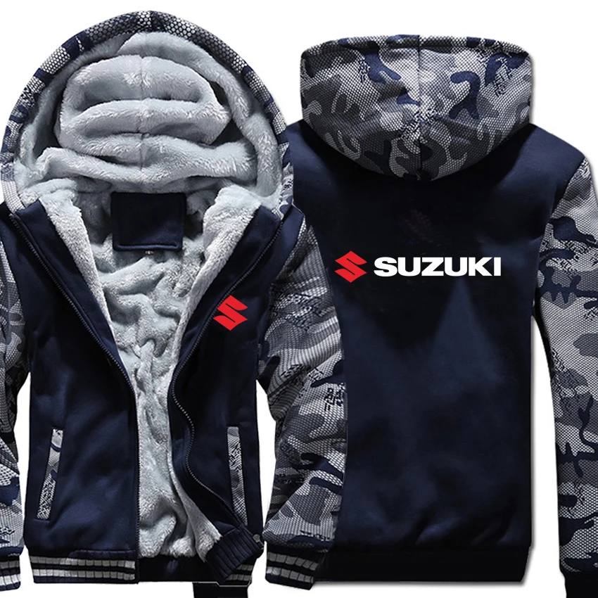 Мотоцикл Suzuki толстовки Зимний камуфляжный чехол куртка для мужчин флис Suzuki мужские толстовки - Цвет: As picture