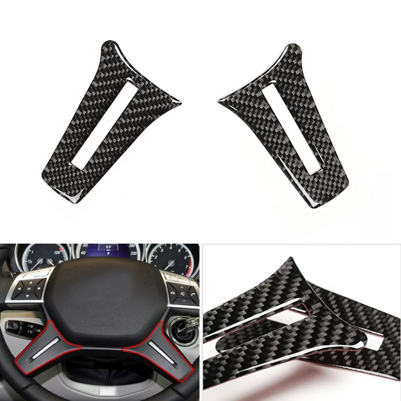 

2pcs Real Carbon Fiber Car Steering Wheel Panel Frame Cover Trim For Mercedes Benz C Class W204 2005 - 2008 2009 2010 2011 2012