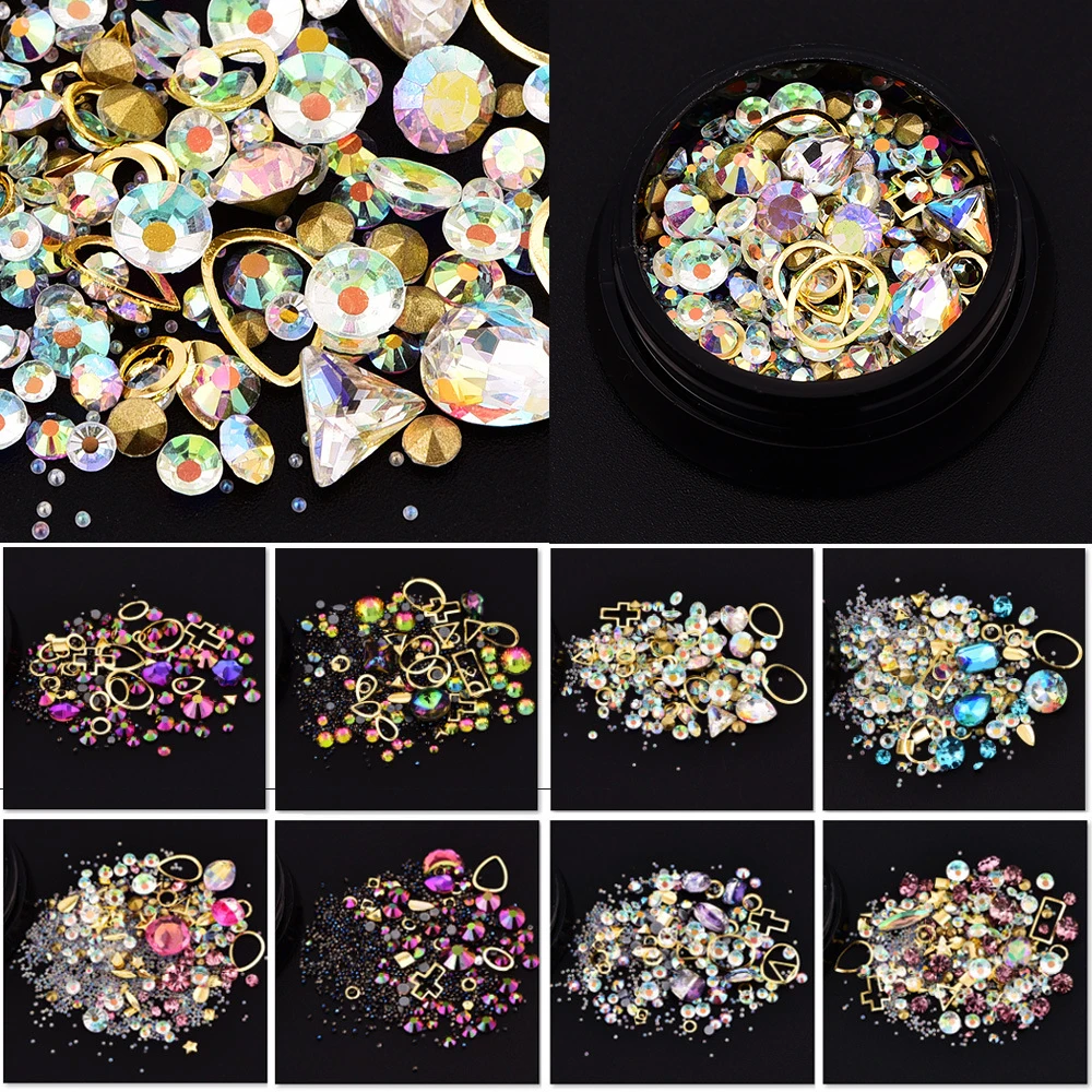

Mixed Cone Point Flat Back Nail Art Rhinestone Crystal Box for Epoxy Resin Silicone Mold Jewelry Making Components Craft DIY