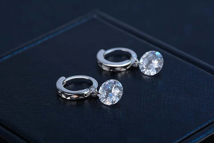 Горячая Распродажа Настоящее 925 пробы серебро ослепительные 8 мм 2ct CZ серьги-гвоздики для женщин модный бренд S925 серебряные ювелирные изделия подарок