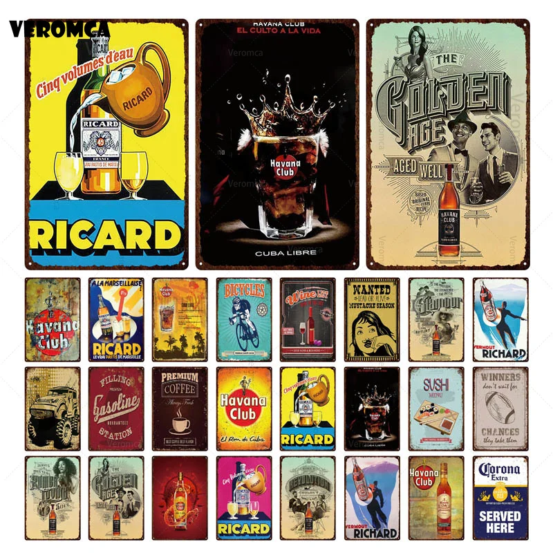 

Гавана клубный стикер Декор жестяной знак Настенный декор настенная живопись металлический налет для бара клуба мужская пещера Декор