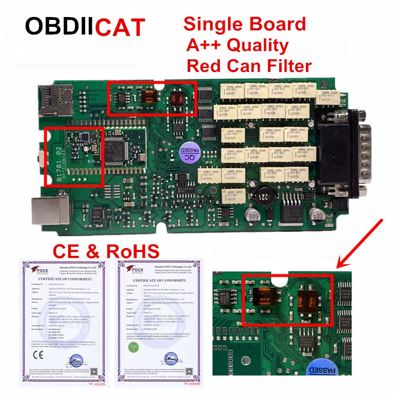 2017 1 новинка 10 шт./лот DHL A + качественная одноплатная печатная плата OBDIICAT TCS Новинка