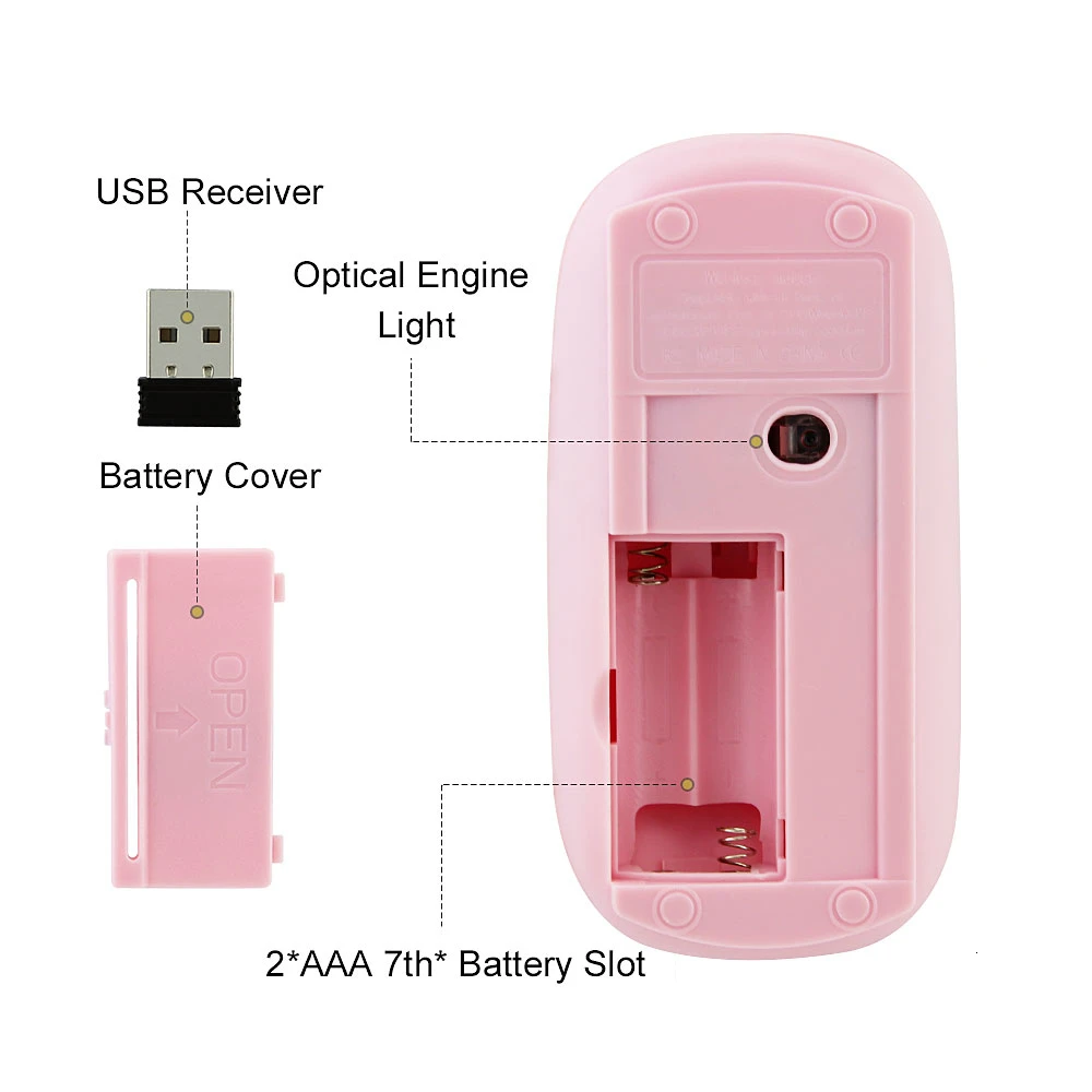 CHYI 2 4G USB Беспроводной мышь ультра тонкий оптическая компьютерная записные книжки