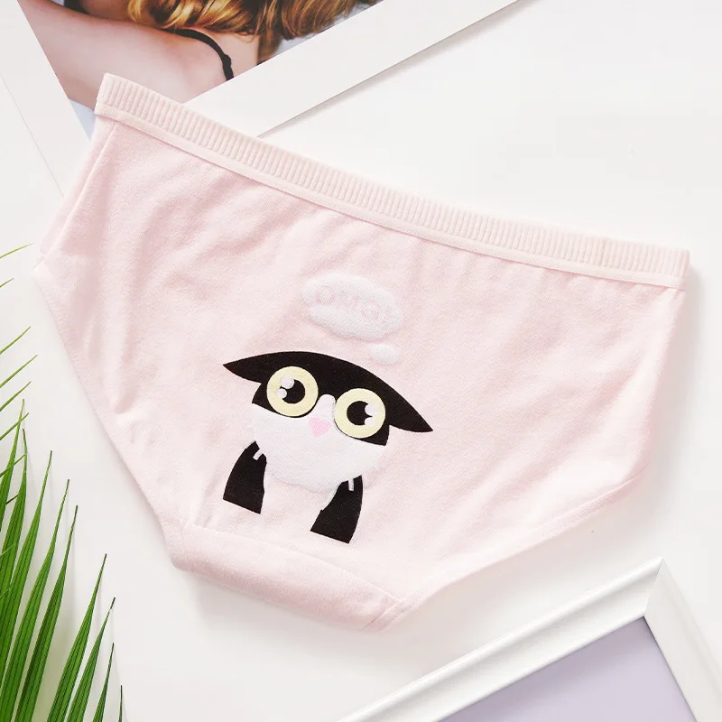 

3 PCS/Lot Large Size L-XL Briefs Women Cotton Cute Owl Print Girl Panties Female Underpants Cartoon Ladies Underwear Lingerie