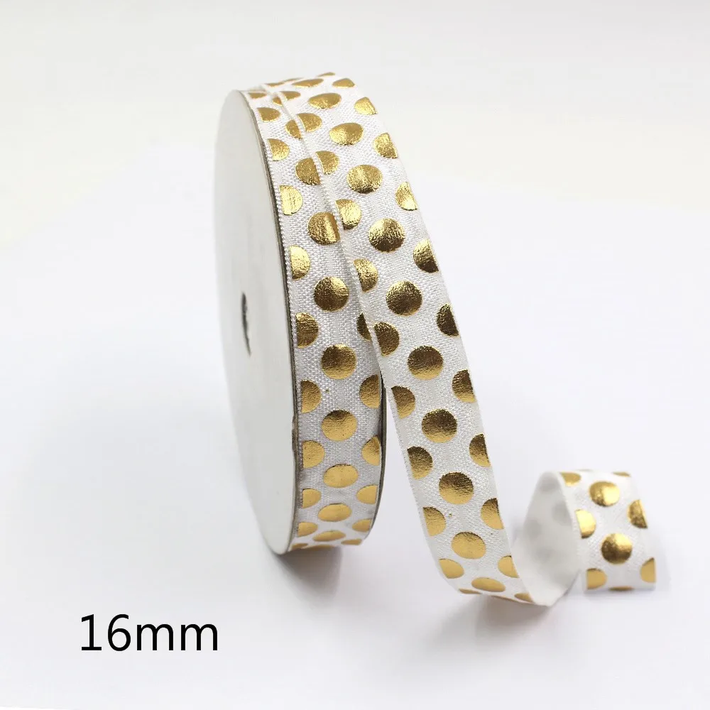 5yds 5/8 &quotГорячие золотые точки складываются над эластичным растягивающимся слоем
