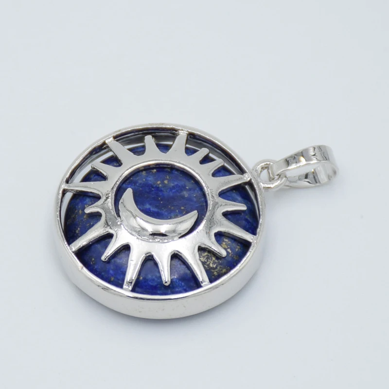 Подвески из натурального камня в форме солнца с фиолетовым белым кристаллом и