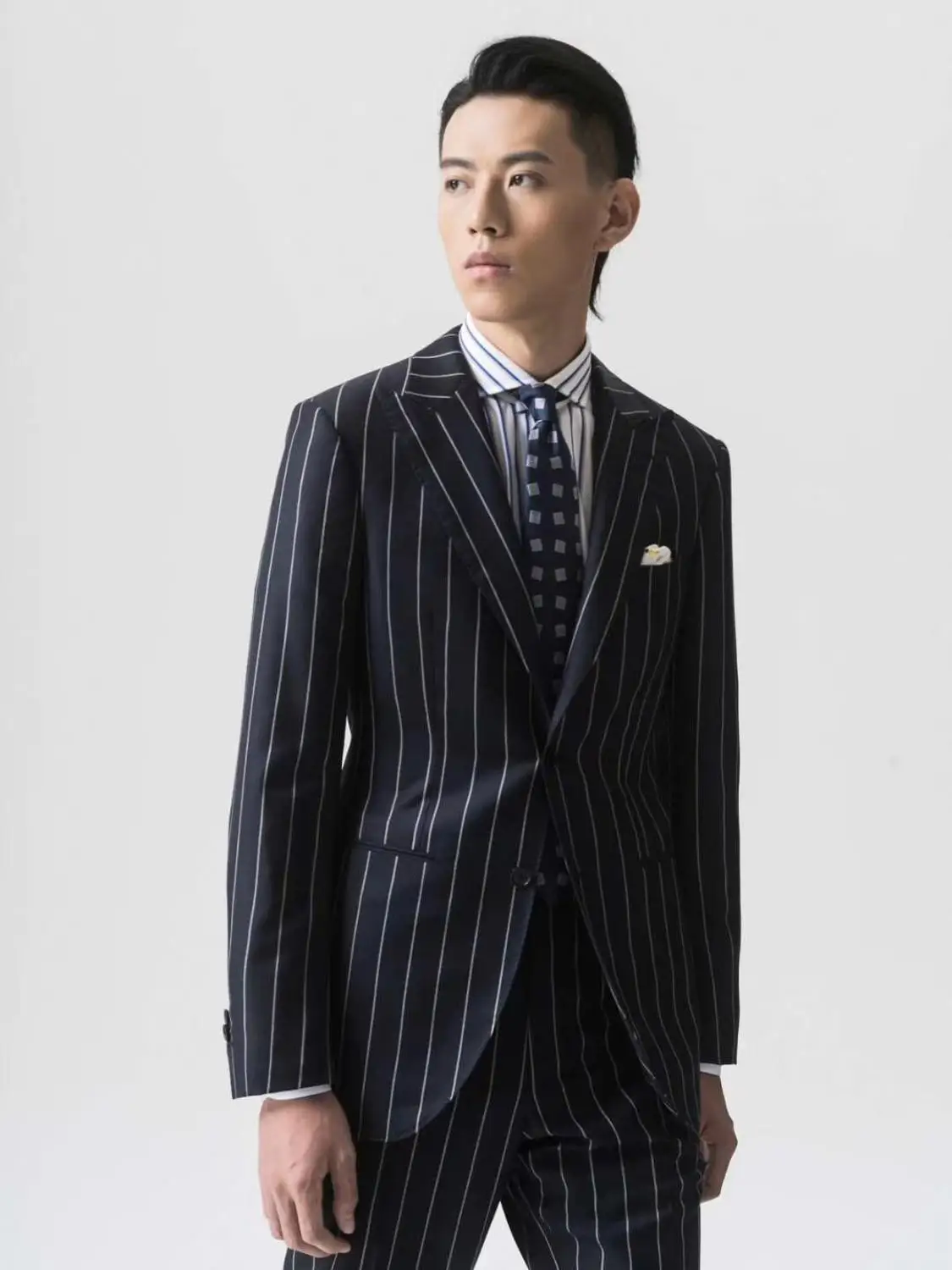 

custom tailor made Men's bespoke suit jacket pant business set formal wedding coat boating striped wool slim fit free ship