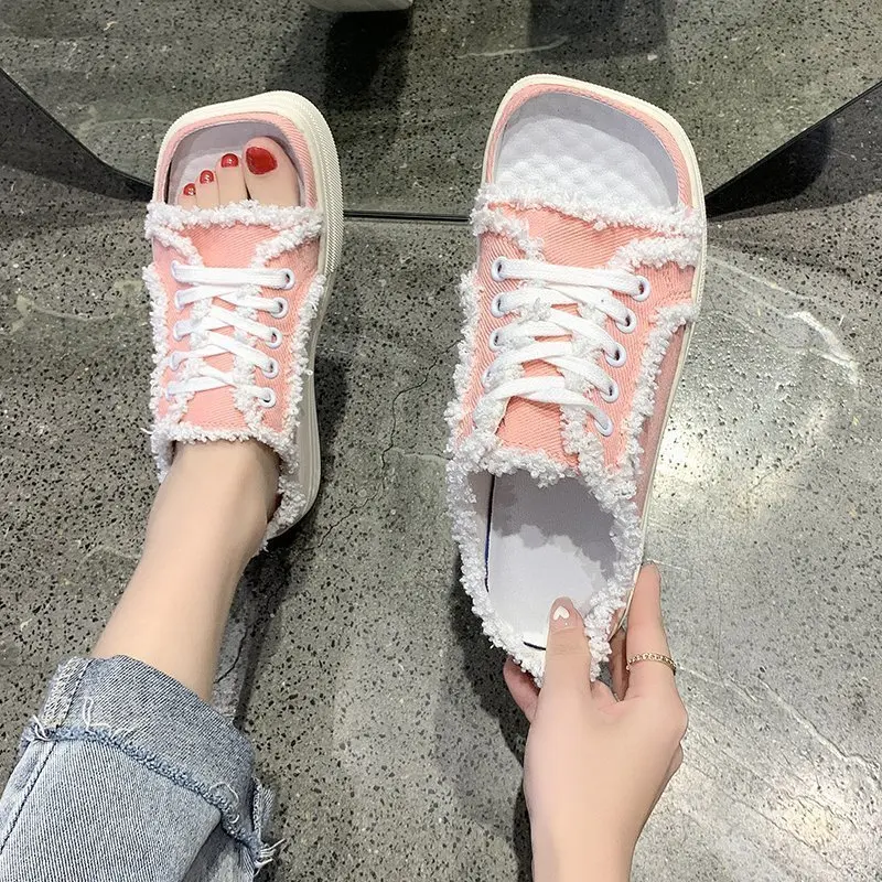 

2021 hot sale square toe slippers women summer flat shoes women platform luxury loafers loafers shoes for women