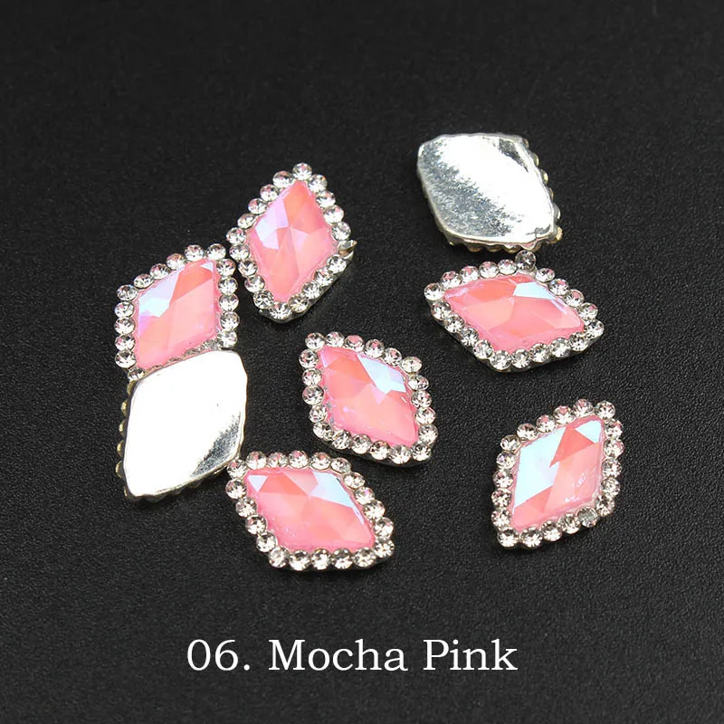 6.Mocha Pink 10 шт. стиль мокко Кристалл Блеск, 3D металлический сплав для маникюра искусство украшения/амулеты/шпильки, ногти 3d ювелирные изделия - Цвет: 6.Mocha Pink