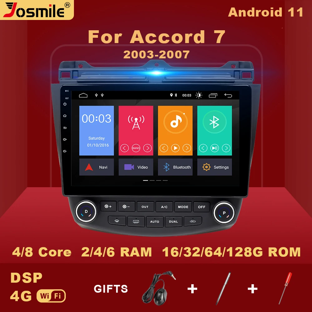 

Автомобильная магнитола Josmile, мультимедийный проигрыватель 2 din на Android 11 для Honda Accord 7 2003-2008, навигация V1 с искусственным интеллектом, голосов...