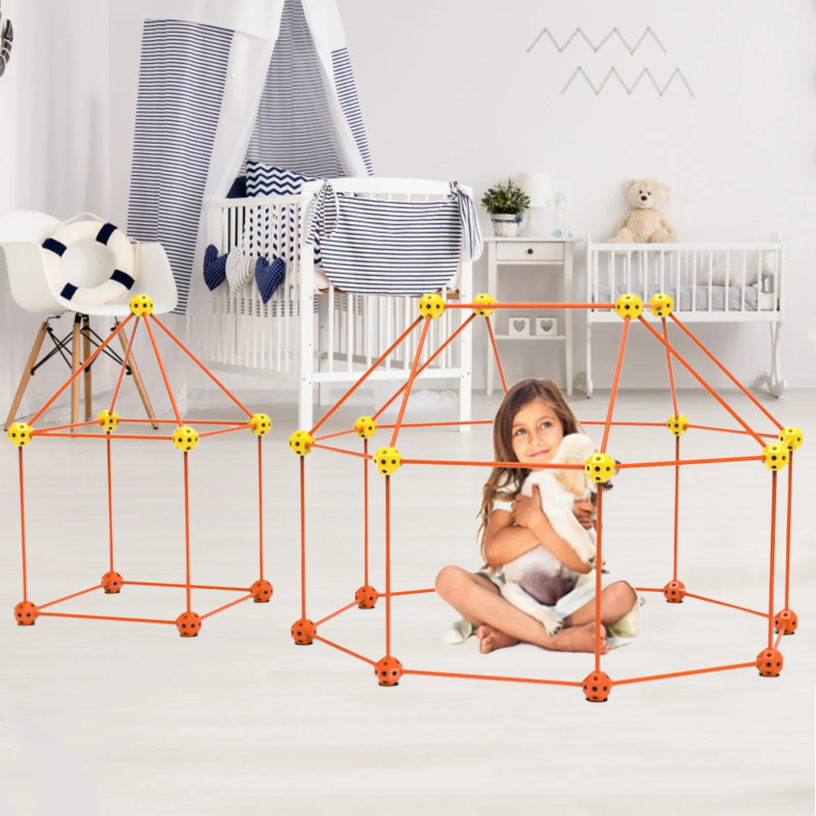 

Construction Fort Building Kits For Kids DIY Assemble Bead Tent Building Play Tent Toys For Girls Boys DIY Builder Toy