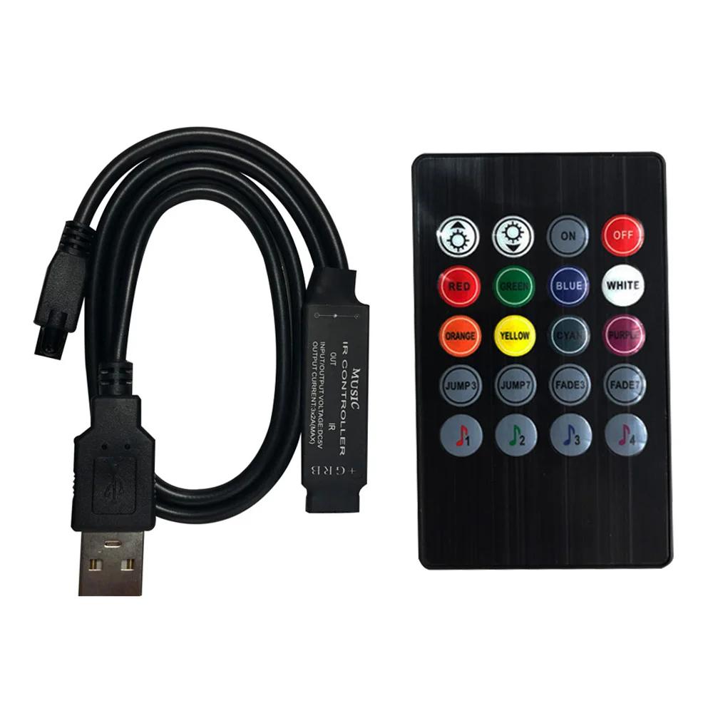 USB RGB контроллер DC5V музыкальный мини с 20 клавишами ИК пульт дистанционного