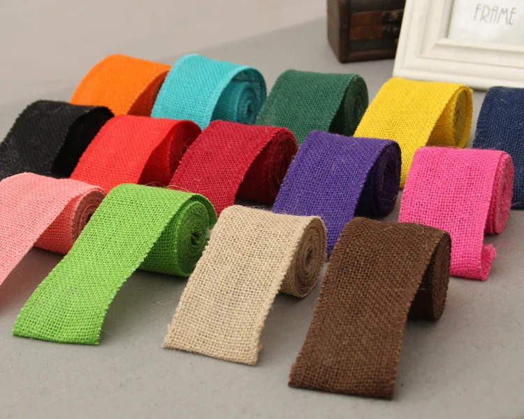 

6 Cm Breed Jute Doek Roll Kleurrijke Diy Handgemaakte Bruiloft Feestartikelen Ambachten Linnen Volume Jute Lint Kleding Naaien