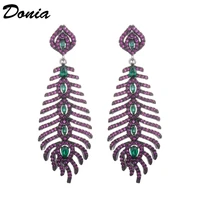 donia jewelry fashion new hot earrings copper micro set color aaa zircon earrings tassel long earrings exaggerated earrings