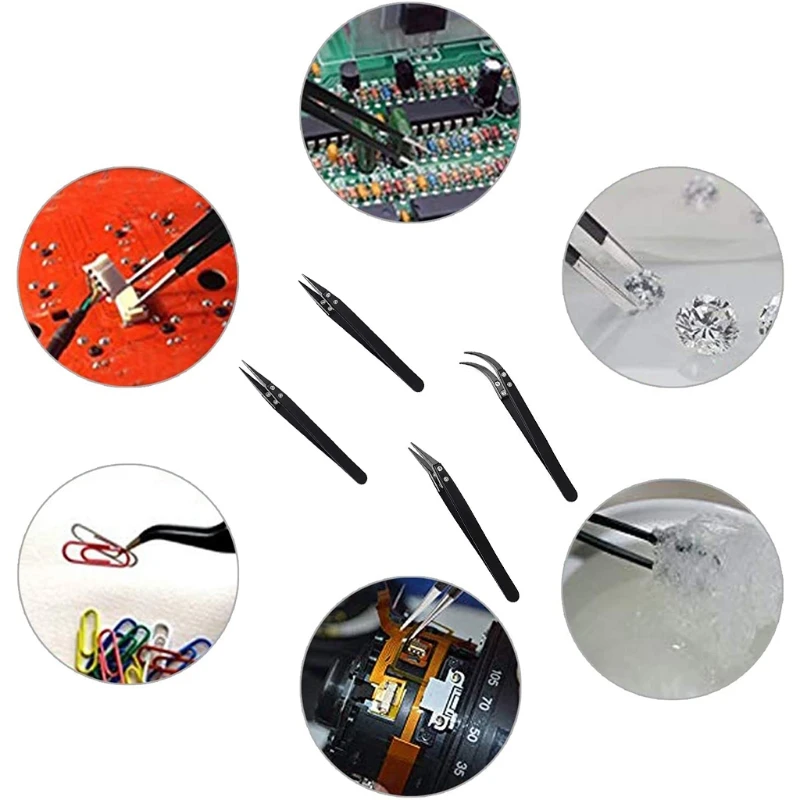 

Ceramic Tips Tweezers Stainless Steel Handle Straight Aimed Tweezers For Coils 35ED