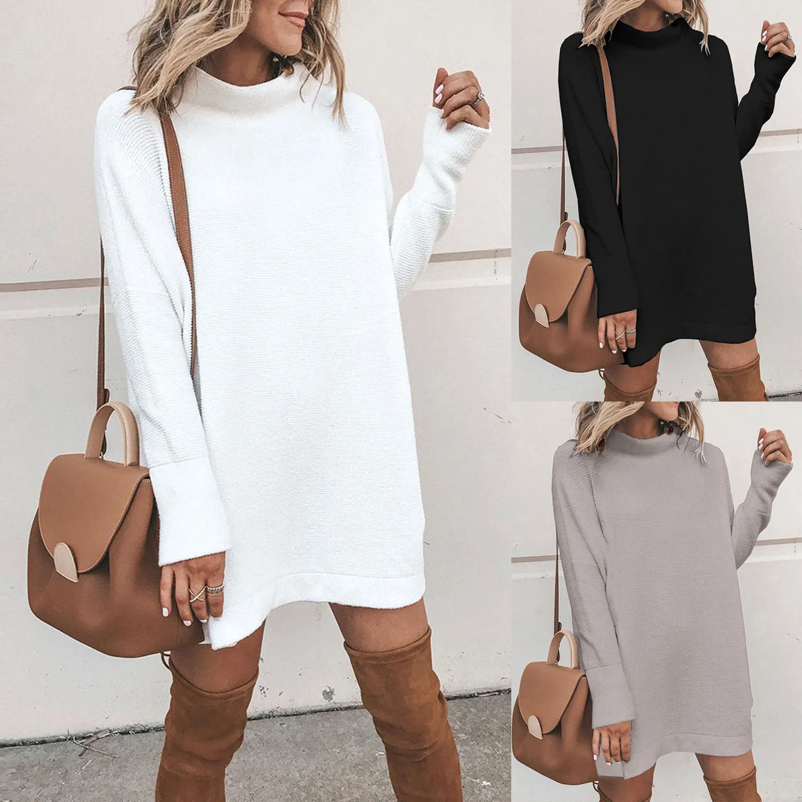 

Осенне-зимние платья, женское платье-свитшот с длинным рукавом, новинка 2021, модное белое платье, пуловер, свободное женское мини-платье, хала...