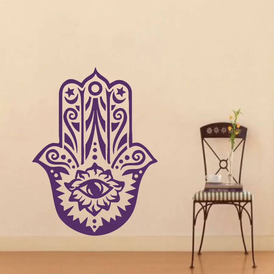 

57x80 Art Home Wall Stickers Vinyl Decals Yoga Fatima Hand Hamsa Buddha Mural Nakleyka Na Stenu Wall Decal Bedroom Sticker Y-113