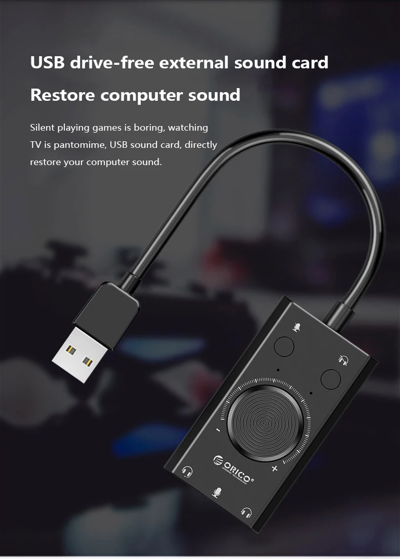 Orico SC2 порт USB 2 0 внешняя звуковая карта Микрофон Наушники два в одном с 3 портами
