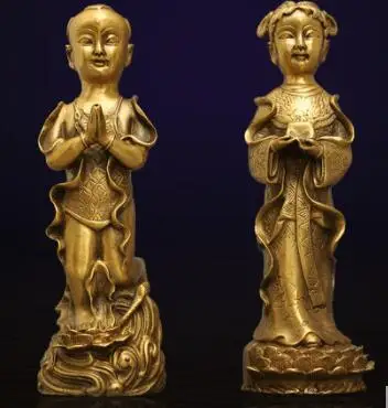  Латунный золотой мальчик и нефритовая девочка бесземный в ожидании