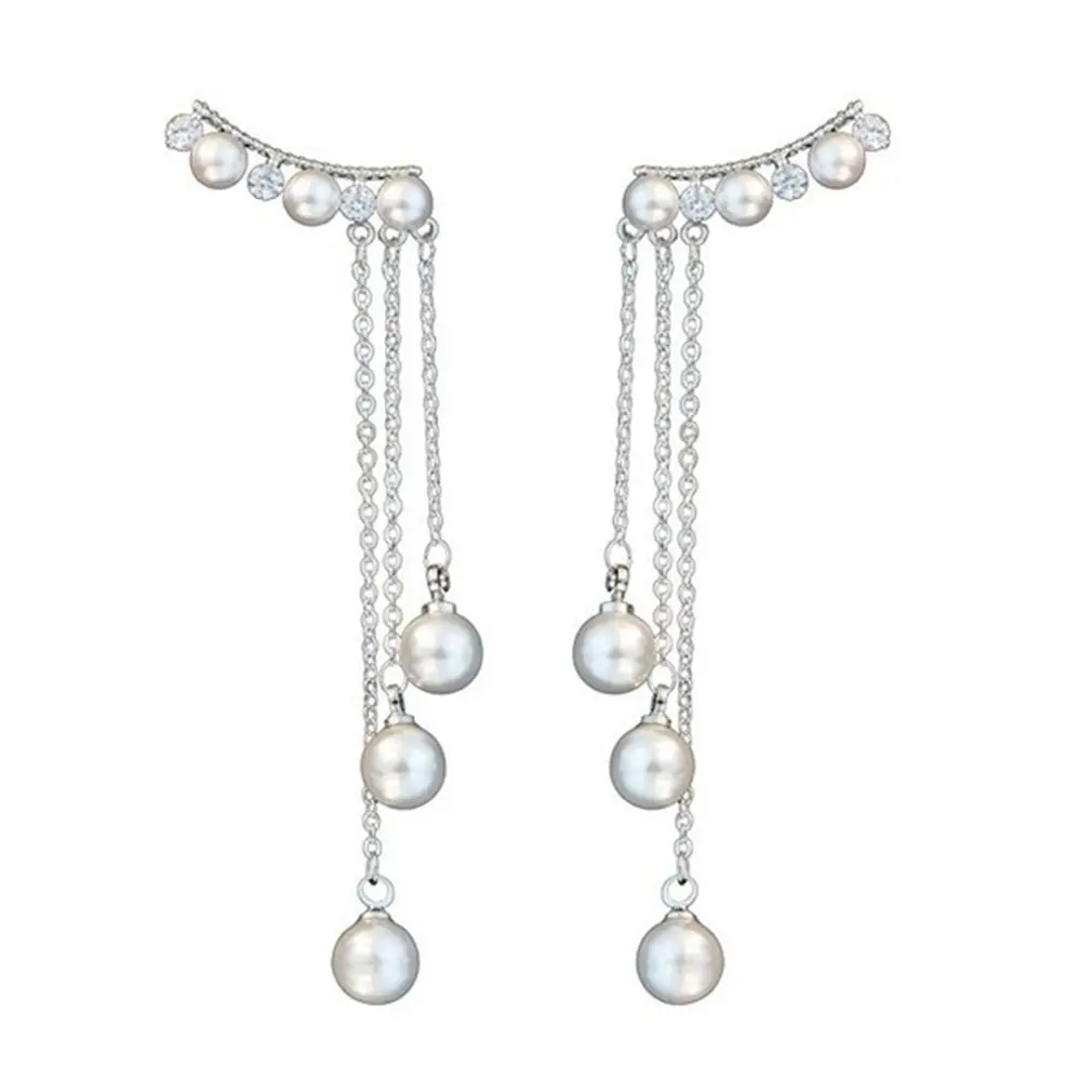 

Fashion Temperament Hypoallergenic Tremella Nail Long Tassel Earrings Female Pearl Pendant Earrings Personality