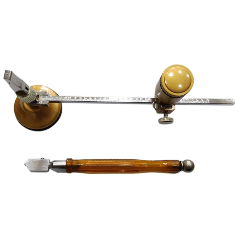 

Инструмент для резки стекла с круглой ручкой и присоской, регулировочный круговой резак с компасом